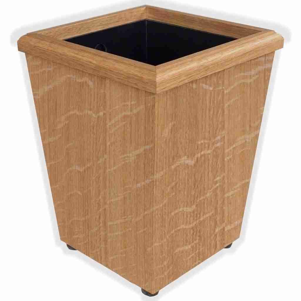 Handcrafted white oak wood wastebasket, small 7qt size.