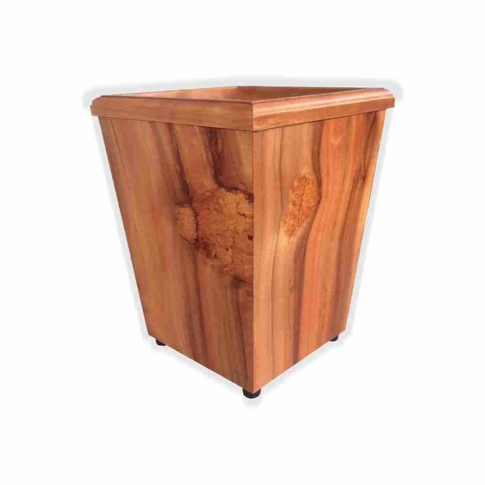 Small Pepperwood Burl wood veneer wastebasket 7qt size